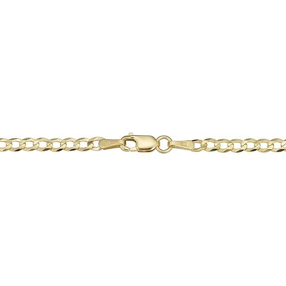 SHOP WGS Italian 14K Solid Yellow Gold Cuban Link Curb Chain Necklace for Men & Women Diamond Cut with Lobster Claw Clasp Real 14K Real Gold Chain Jewelry (2mm - 5.5MM)