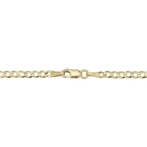 SHOP WGS Italian 14K Solid Yellow Gold Cuban Link Curb Chain Necklace for Men & Women Diamond Cut with Lobster Claw Clasp Real 14K Real Gold Chain Jewelry (2mm - 5.5MM)