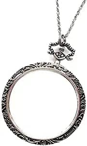 Magnifiers 10X Necklace with 40mm Diameter Glass Magnification Lens Pendant Necklace Magnifying Portable Pocket Reading Loupe Monocle for Books Crafts