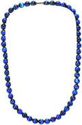 Blue Tiger Eye Necklace – 10mm Natural Gemstone Beads | 22 Inch Handmade Round Stone Choker for Men & Women | Healing Crystal Jewelry, Energy Protection, Festive Gift & Unisex Statement Necklace