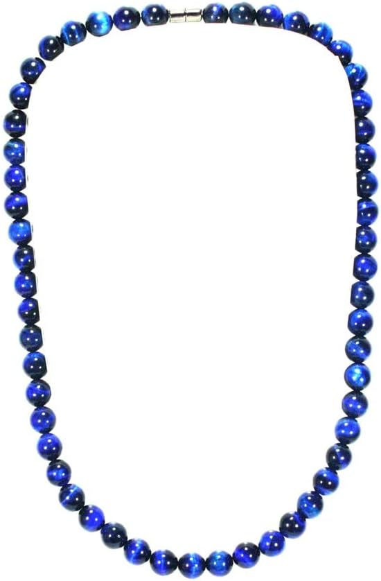 Blue Tiger Eye Necklace – 10mm Natural Gemstone Beads | 22 Inch Handmade Round Stone Choker for Men & Women | Healing Crystal Jewelry, Energy Protection, Festive Gift & Unisex Statement Necklace