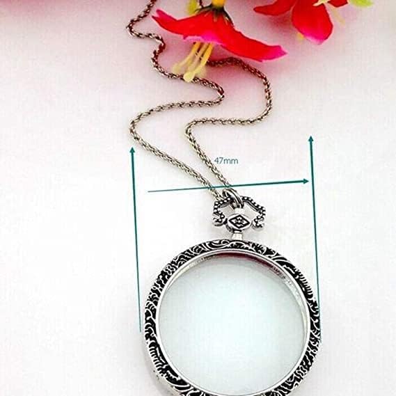 Magnifiers 10X Necklace with 40mm Diameter Glass Magnification Lens Pendant Necklace Magnifying Portable Pocket Reading Loupe Monocle for Books Crafts