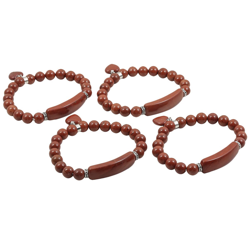 TUMBEELLUWA Healing Stone Bracelet 8mm Beads Chakra Crystal Energy Heart Charm Bracelet Handmade Jewelry for Women
