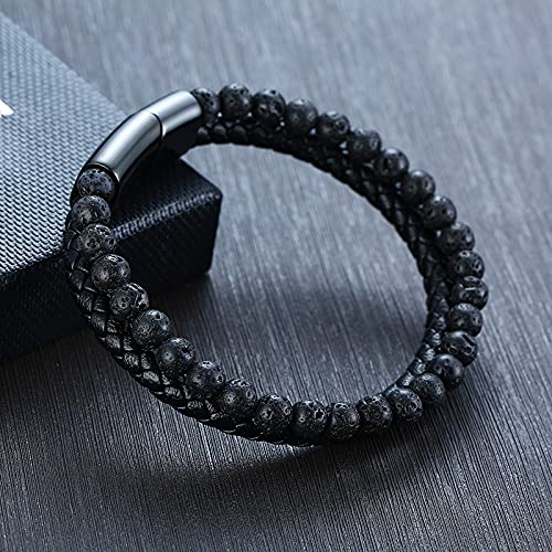 VNOX Viking Bracelet for Men - Genuine Leather Braided Viking Bracelets Vintage Thor's Hammer Wrap Cuff Wirstband Bracelets,Viking Jewelry for Men