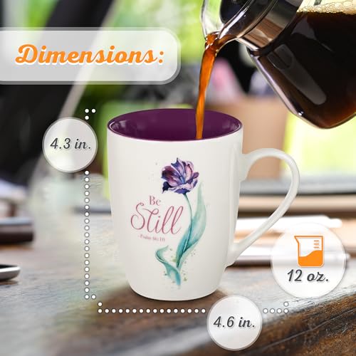 Christian Art Gifts Inspirational Ceramic Coffee & Tea Scripture Mug for Women: All Things are Possible Encouraging Bible Verse, Cute Microwave & Dishwasher Safe Drinkware, White & Pink Floral, 12 oz.