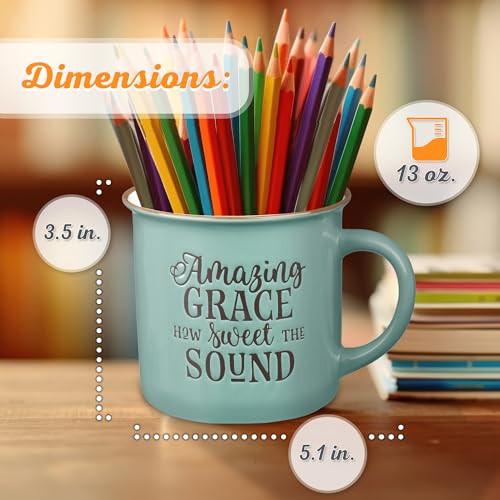 Christian Art Gifts Lavender Camp Style Ceramic Coffee Mug – 13 oz. Microwave & Dishwasher Safe Inspirational Scripture Coffee & Tea Mug for Women with Bible Verse: Let Your Light Shine – Matthew 5:16