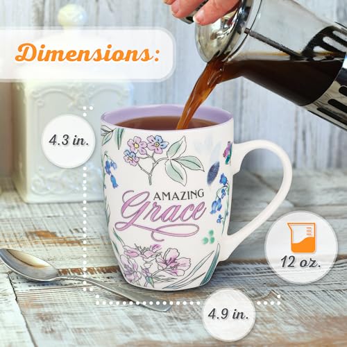 Christian Art Gifts Inspirational Ceramic Coffee & Tea Scripture Mug for Women: All Things are Possible Encouraging Bible Verse, Cute Microwave & Dishwasher Safe Drinkware, White & Pink Floral, 12 oz.