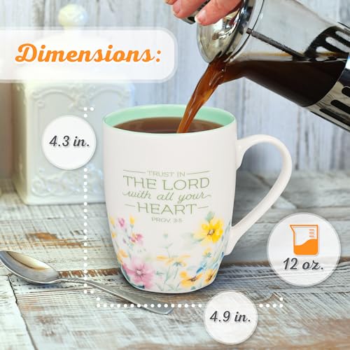 Christian Art Gifts Inspirational Ceramic Coffee & Tea Scripture Mug for Women: All Things are Possible Encouraging Bible Verse, Cute Microwave & Dishwasher Safe Drinkware, White & Pink Floral, 12 oz.