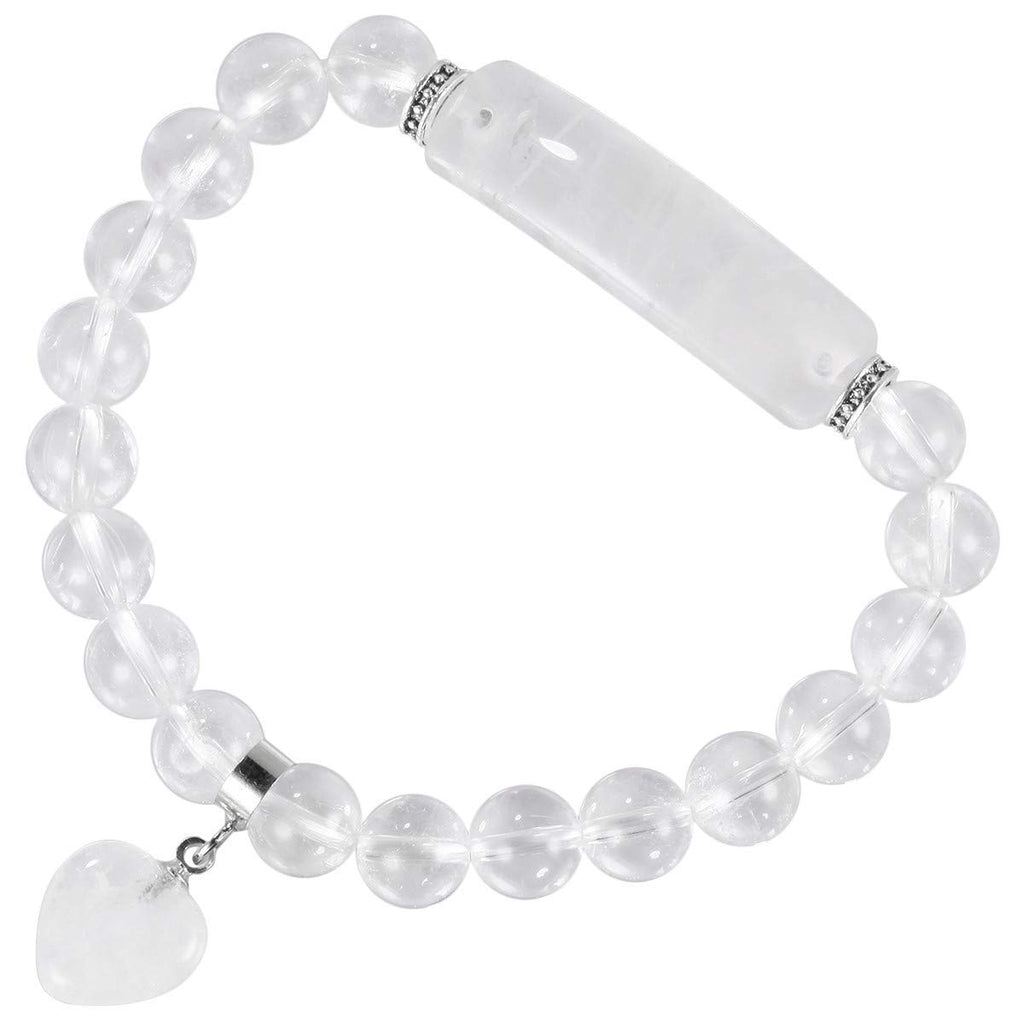 TUMBEELLUWA Healing Stone Bracelet 8mm Beads Chakra Crystal Energy Heart Charm Bracelet Handmade Jewelry for Women