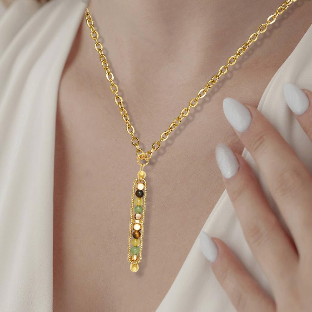 Ronglry Healing Crystals and Stones Necklace Spiritual Crystal Necklace for Women Men Anxiety Necklace Empath Protection New Beginnings Gifts Crystal Pendant Necklace Healing Crystals Jewelry