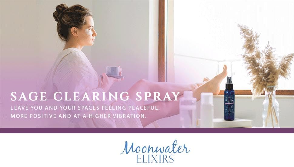 White Sage Smudge Spray for Spiritual Cleansing & Aura Protection, Sage Mist for Cleansing Negative Energy & Protection, Home & Meditation, Clear Quartz Reiki Energized Aromatherapy Room Spray - 4oz