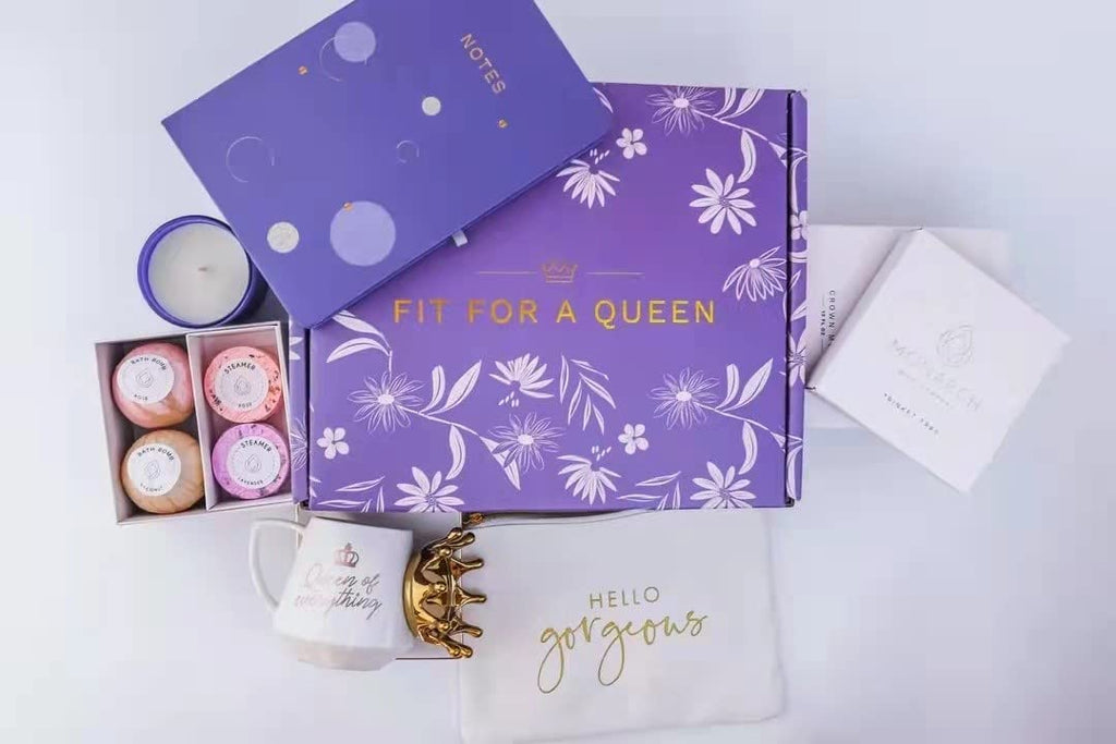 Birthday Gifts for Women Royal Queen - Relaxing Thank You, Anniversary, Mothers Day Gift Basket - Gifts for Mom, Best Friend, Sister and Daughter - 12 Pack Gift Box Set with Greeting Card