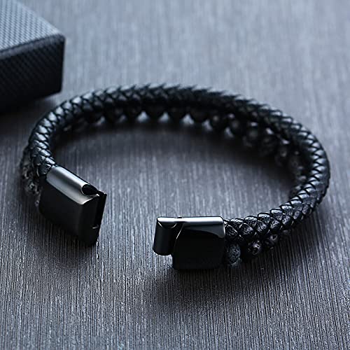 VNOX Viking Bracelet for Men - Genuine Leather Braided Viking Bracelets Vintage Thor's Hammer Wrap Cuff Wirstband Bracelets,Viking Jewelry for Men