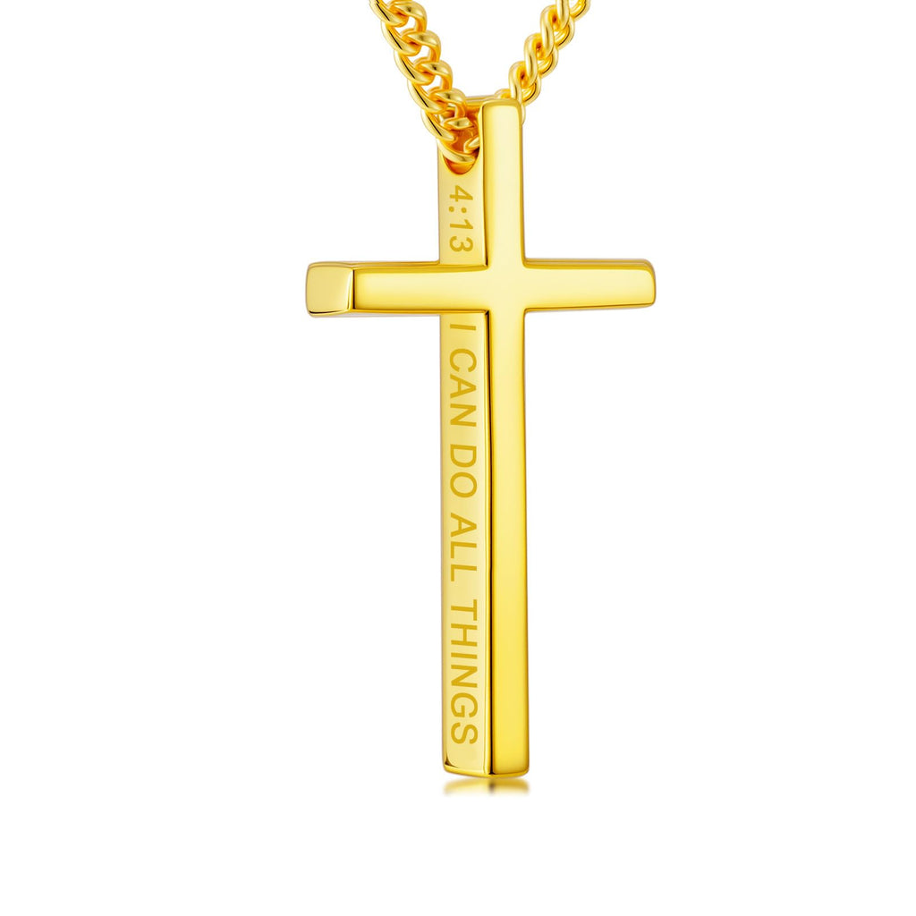 18K Gold Cross Necklace for Men Women Gold Cross Pendant with Bible Verse Minimalist Cross Christian Jewelry Religious Gifts