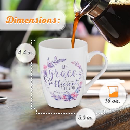 Christian Art Gifts Inspirational Ceramic Coffee & Tea Scripture Mug for Women: All Things are Possible Encouraging Bible Verse, Cute Microwave & Dishwasher Safe Drinkware, White & Pink Floral, 12 oz.