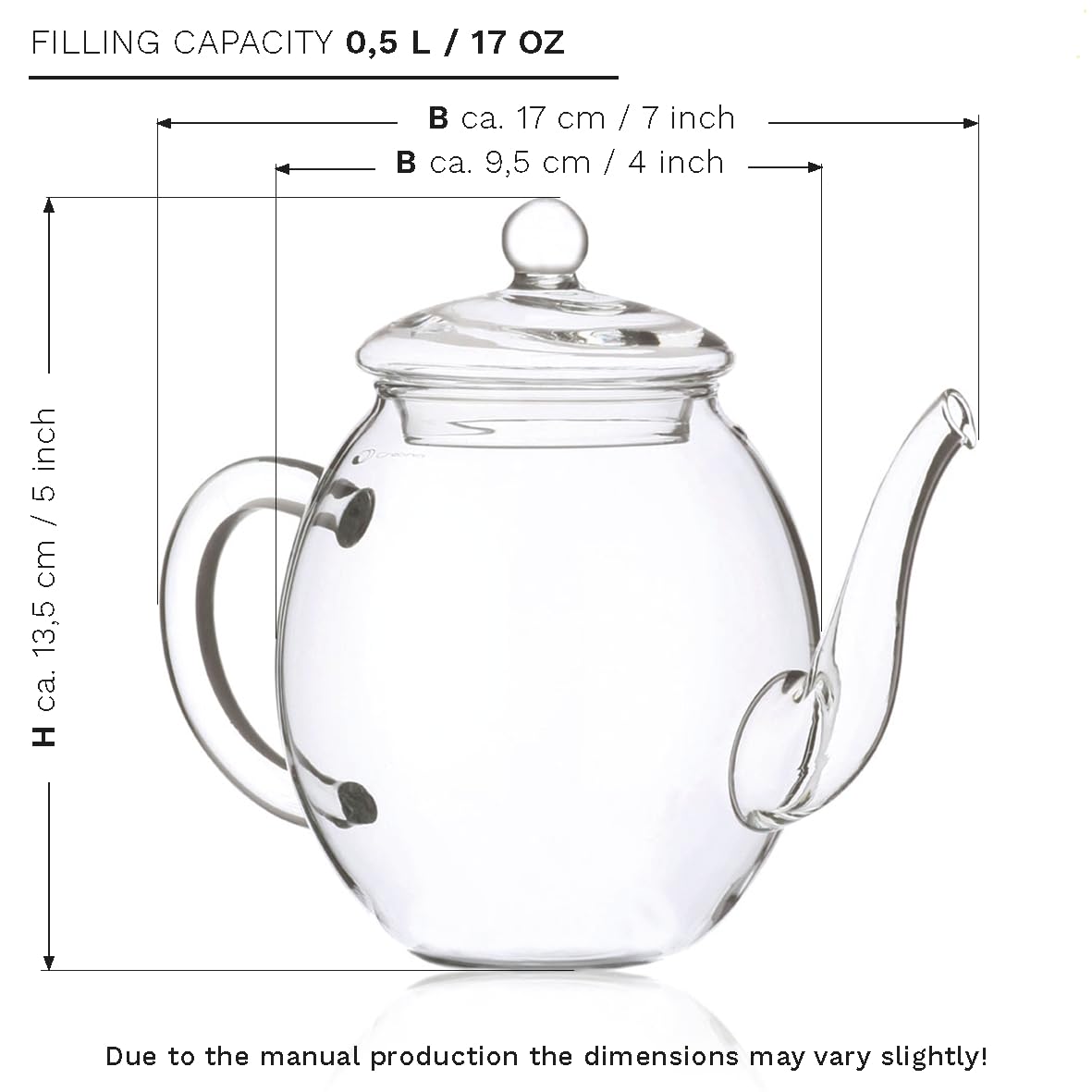 Creano Blooming Tea Gift Set with Glass Teapot 17oz (500ml) - Green Tea Fruity Flavoured Tea Flowers in 6 Varieties - Flowering Tea Gift for Easter
