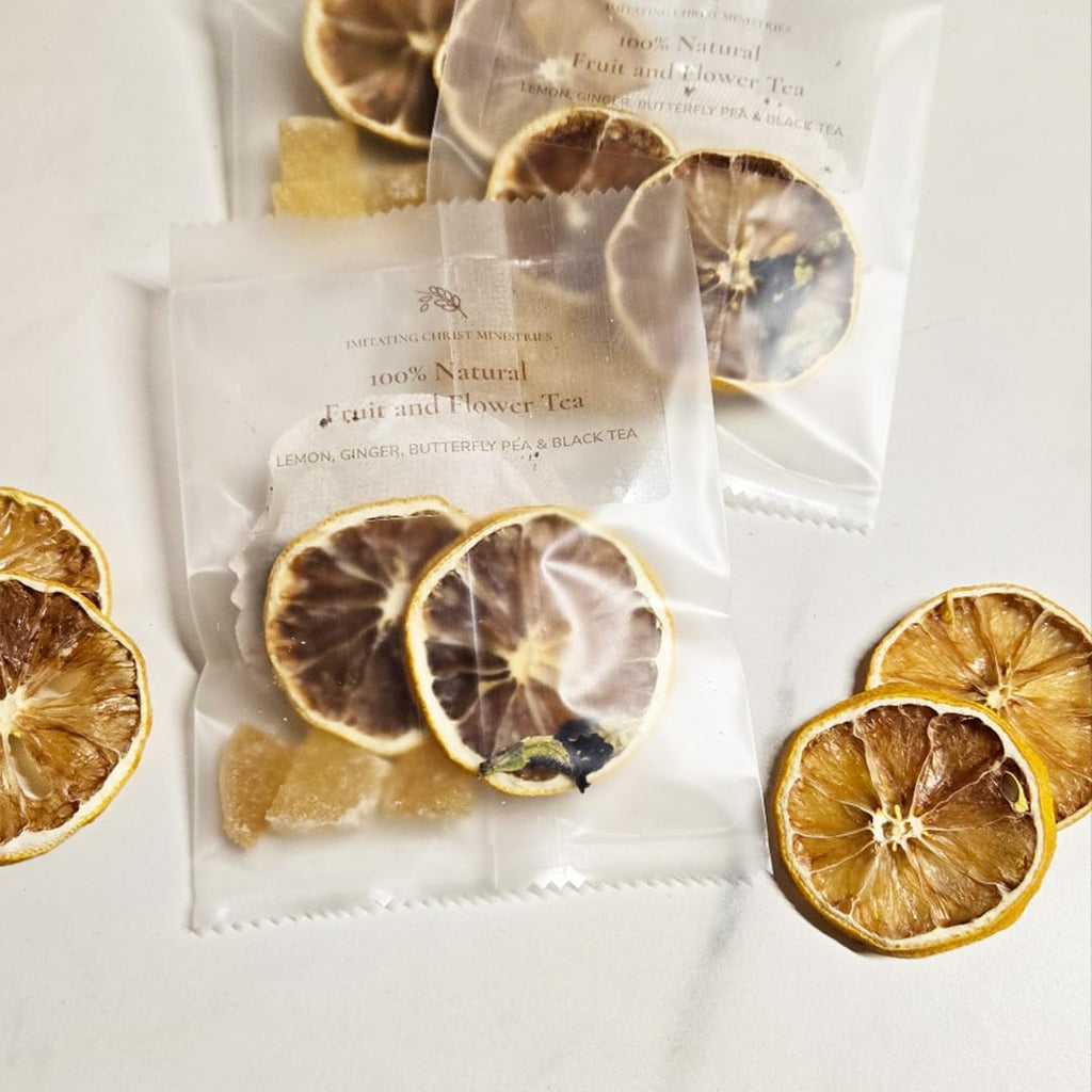 Gourmet Fruit & Floral Tea Set of 10 | Handcrafted, Additive-Free, Assorted Tea Gift Set | Sampler 5 Flavors of Naturally Dried Orange, Grapefruit, Lemon, Apple, Rose Jasmine | 10 Tea Bags | Premium Tea Gift Set