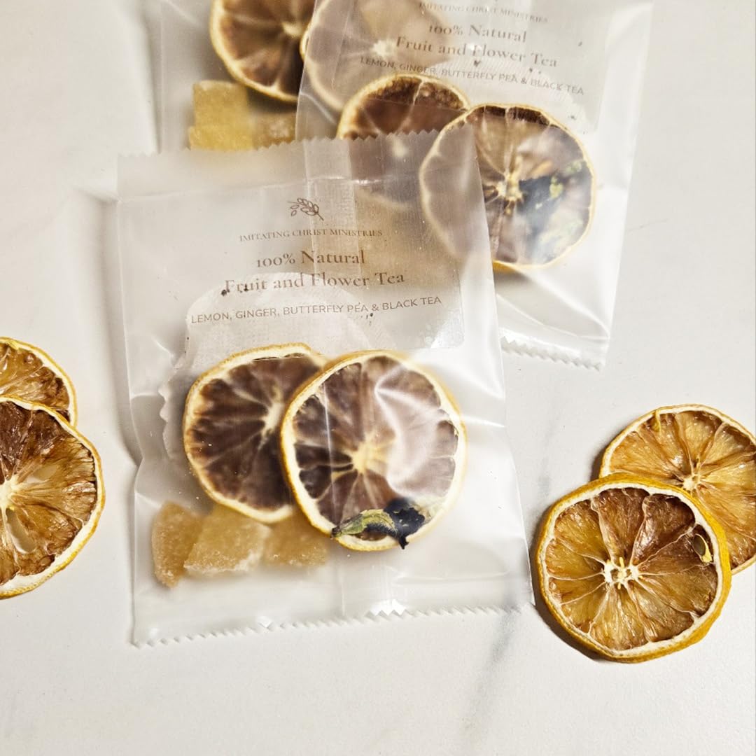 Gourmet Fruit & Floral Tea Set of 10 | Handcrafted, Additive-Free, Assorted Tea Gift Set | Sampler 5 Flavors of Naturally Dried Orange, Grapefruit, Lemon, Apple, Rose Jasmine | 10 Tea Bags | Premium Tea Gift Set