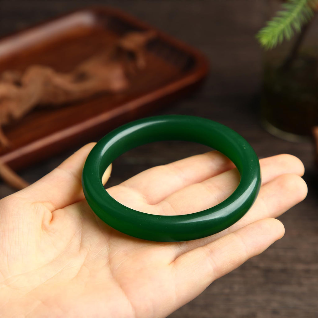 Landical 2.4'' Natural Jade Bracelet for Women Jade Bangle Bracelets with Box Good Luck Bangle Jewelry Gift for Mother