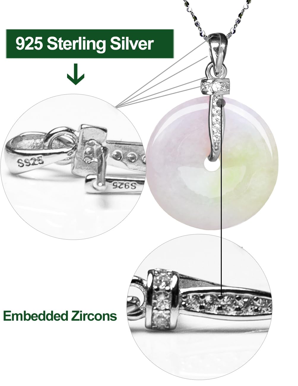 Dahlia Eternal Circle Jade Necklace, Real Grade A Certified Burma Jadeite for Inner Peace
