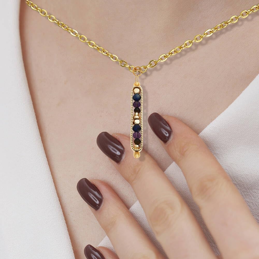 Ronglry Healing Crystals and Stones Necklace Spiritual Crystal Necklace for Women Men Anxiety Necklace Empath Protection New Beginnings Gifts Crystal Pendant Necklace Healing Crystals Jewelry