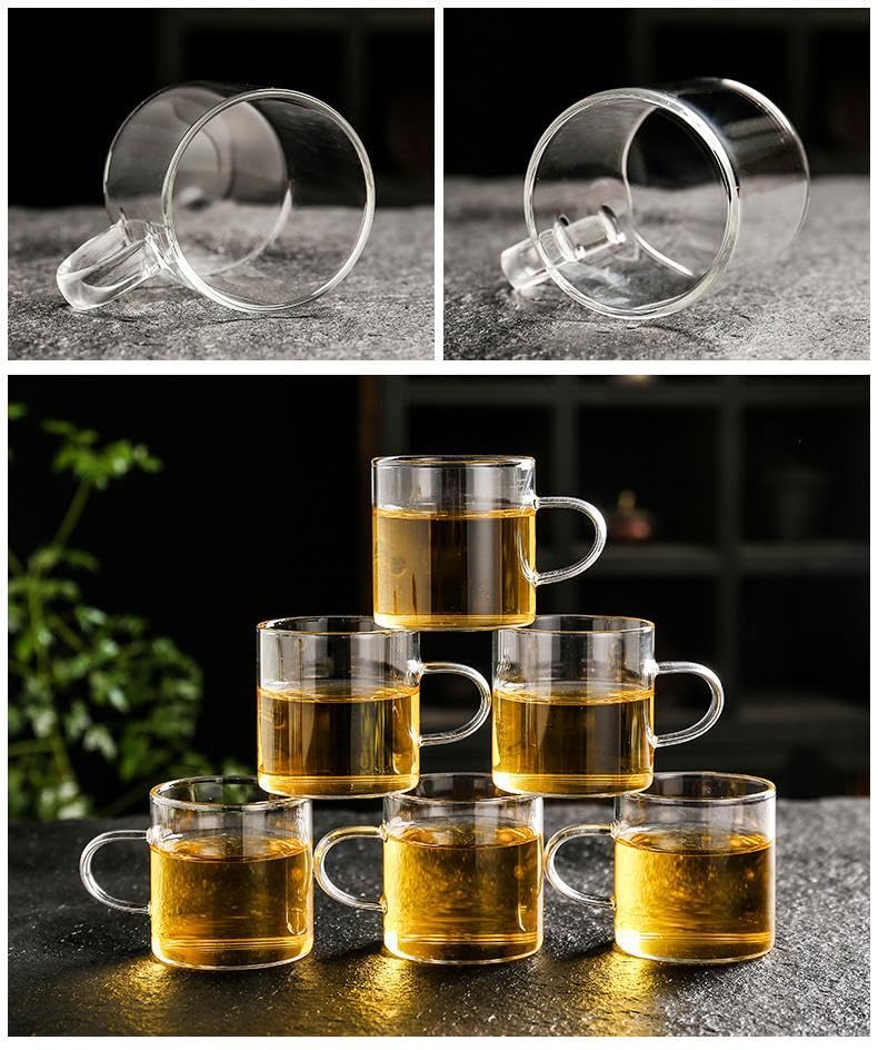 Glass Teapot Set with Infuser Semi Automatic Dragon Tea Set with 6 Small Cups (red golden dragon-b)