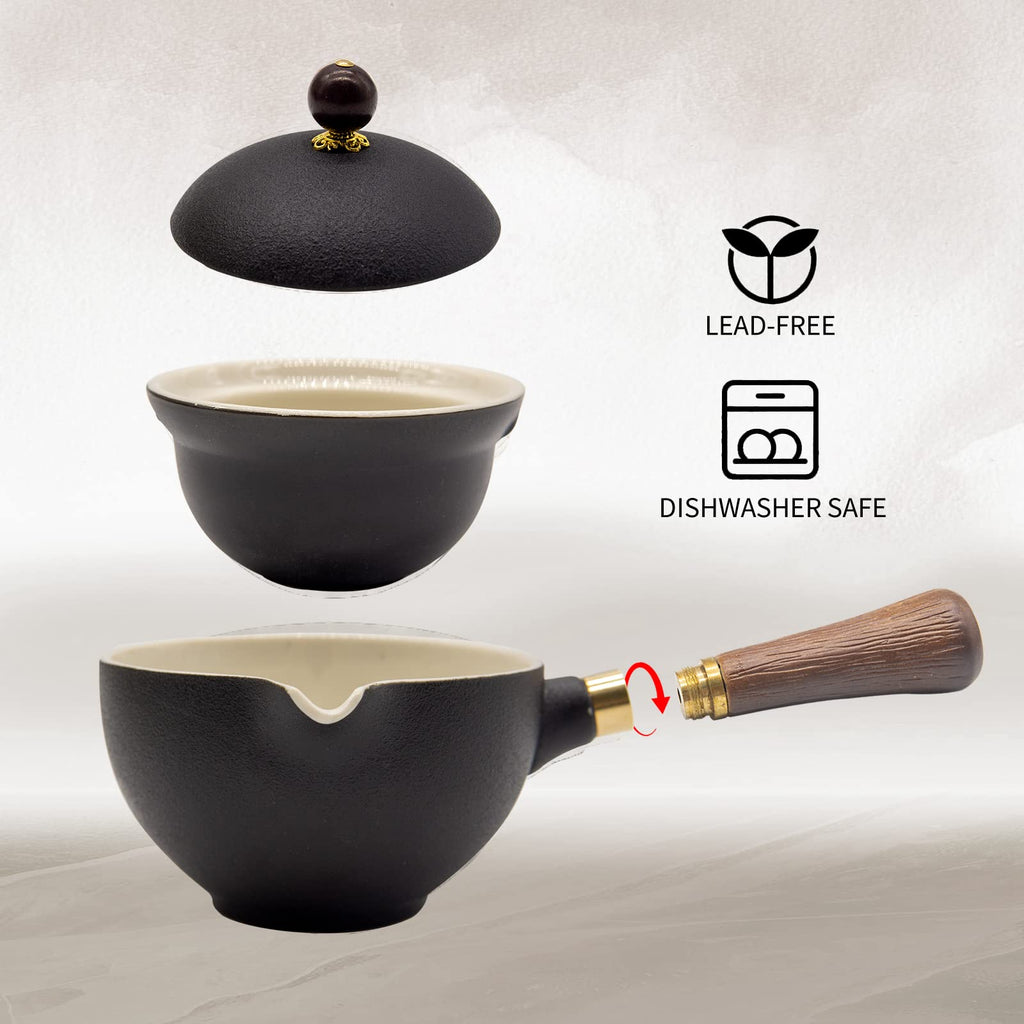LURRIER Porcelain Chinese Gongfu Tea Set,Portable Teapot Set with 360 Rotation Tea maker and Infuser,Portable All in One Gift Bag for Travel,Home,Gifting,Outdoor and Office (Sakura)