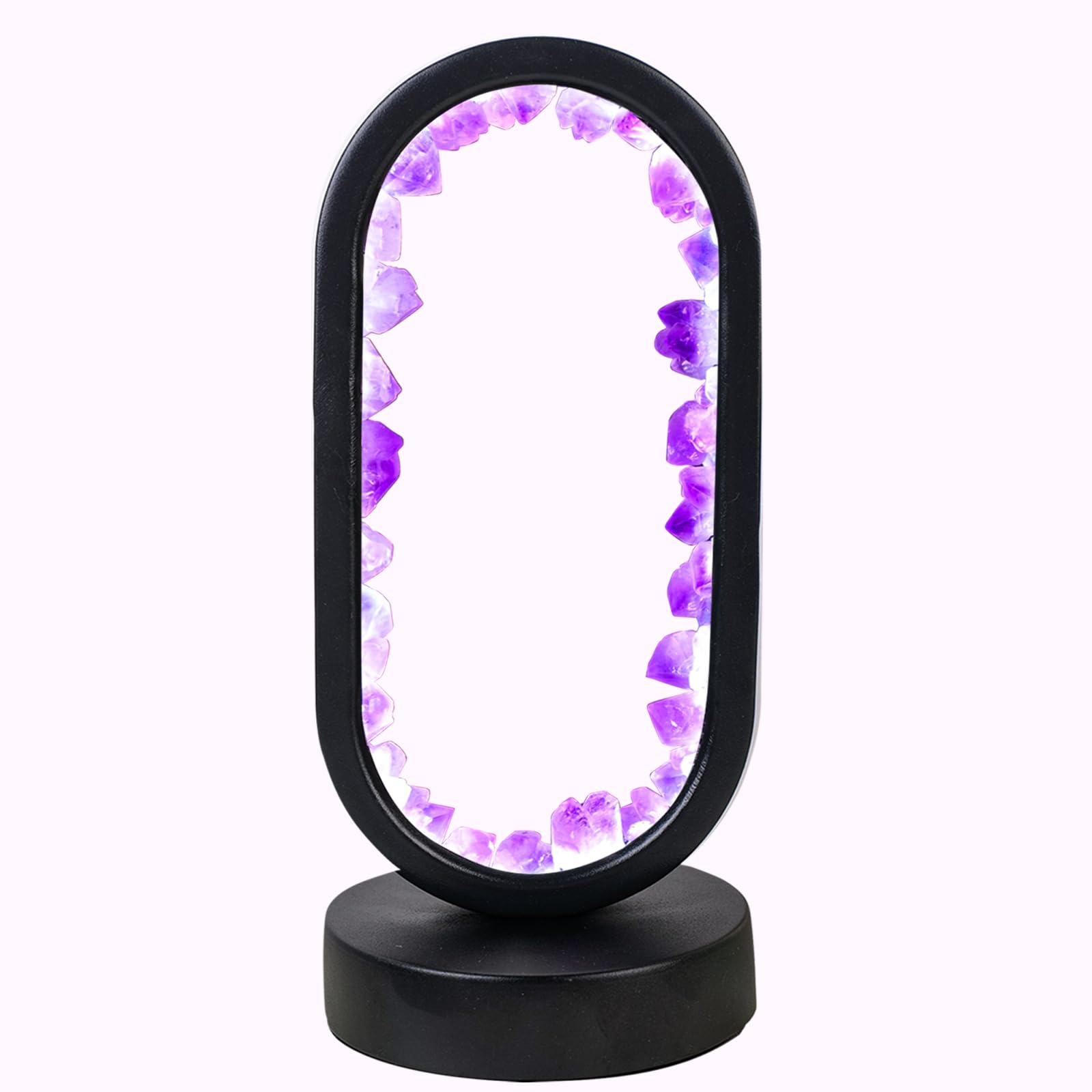Runyangshi Amethyst Night Lamp 8.6" Natural Healing Crystal Bedside Lamp USB Port 3 Colours Dimming Mode Bedroom Lamp Suitable Night Light for Living Room Bedroom Office Home Decor Ideal Gift