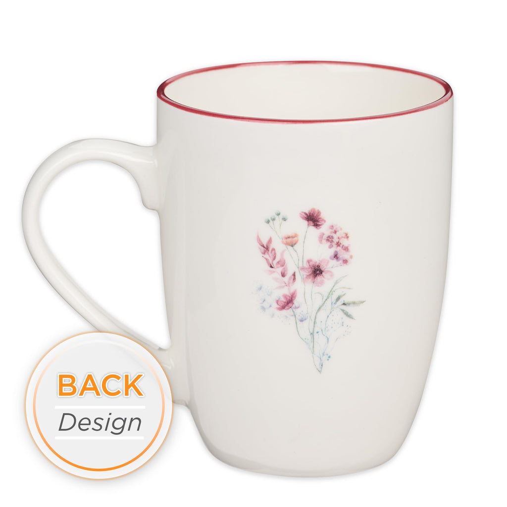 Christian Art Gifts Inspirational Ceramic Coffee & Tea Scripture Mug for Women: All Things are Possible Encouraging Bible Verse, Cute Microwave & Dishwasher Safe Drinkware, White & Pink Floral, 12 oz.