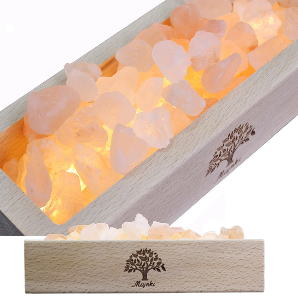 Himalayan Salt Lamp Diffuser - 300g Pink Salt with Wood Base, USB Powered, Warm Light for Aromatherapy, Relaxation, Meditation, Home Decor, Gifts