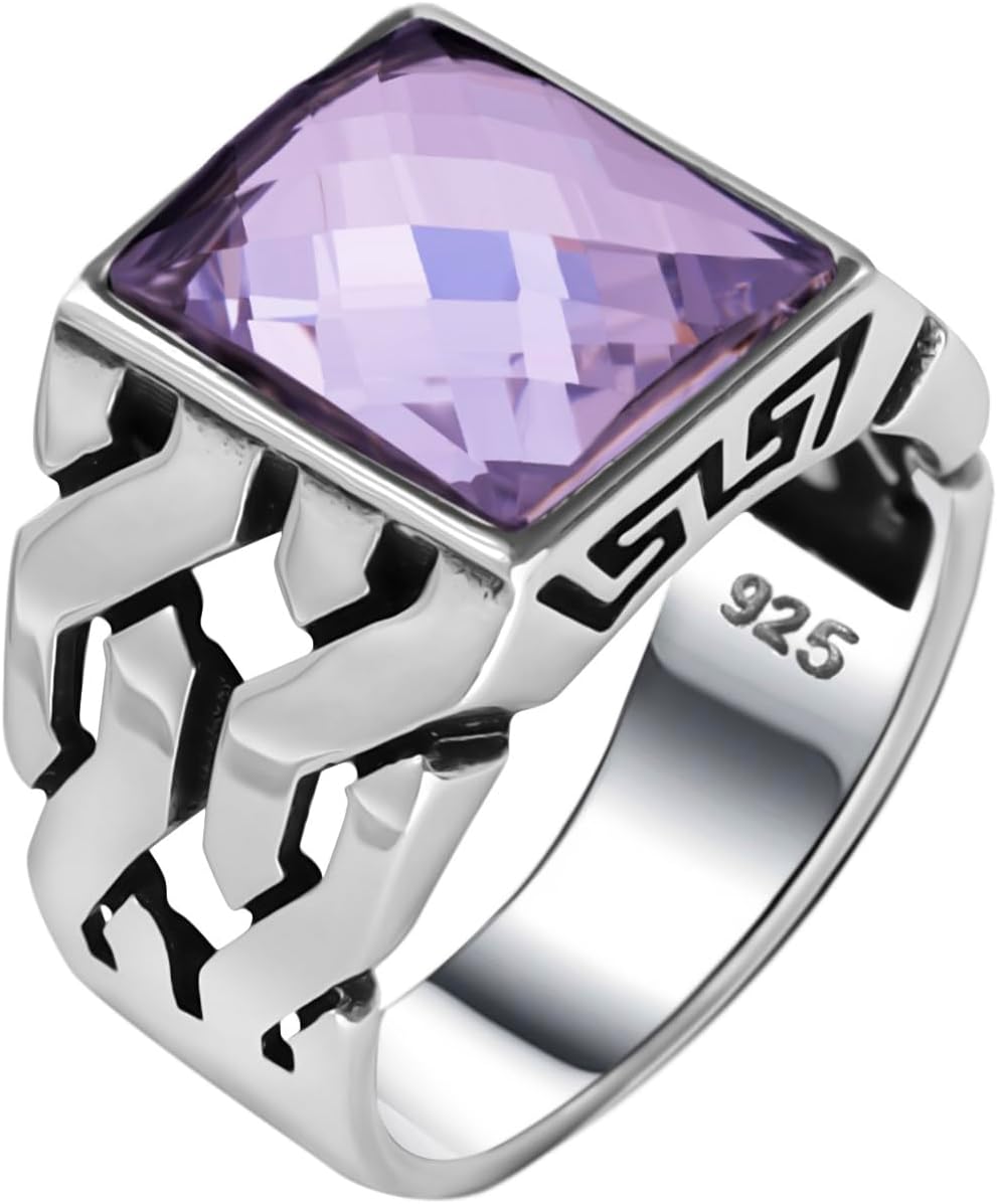 Genuine Solid 925 Sterling Silver, Cuban Link Braided Men's Ring