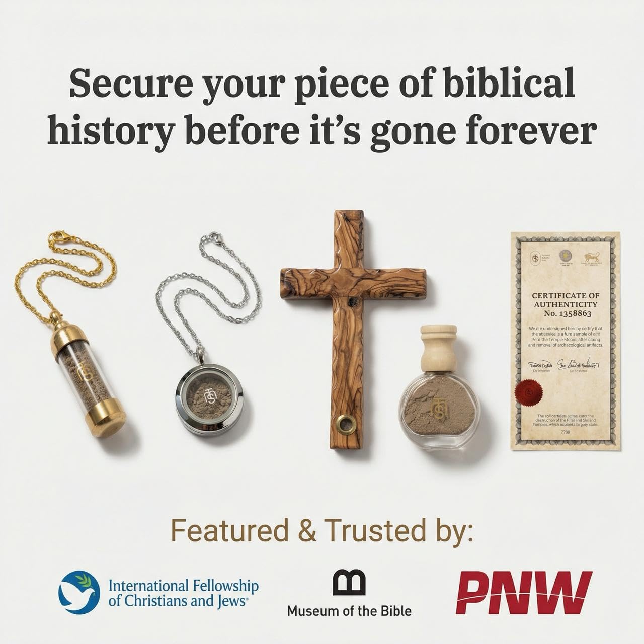 Authentic Temple Mount Christian Necklace for Women & Men – Expert-Certified Sacred Soil Jewelry, Rare Faith-Based Holy Land Soil Pendant from Jerusalem – Spiritual Religious Biblical Easter Gift