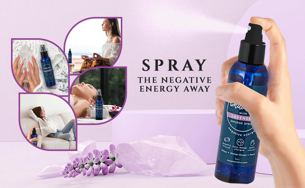 White Sage Smudge Spray for Spiritual Cleansing & Aura Protection, Sage Mist for Cleansing Negative Energy & Protection, Home & Meditation, Clear Quartz Reiki Energized Aromatherapy Room Spray - 4oz