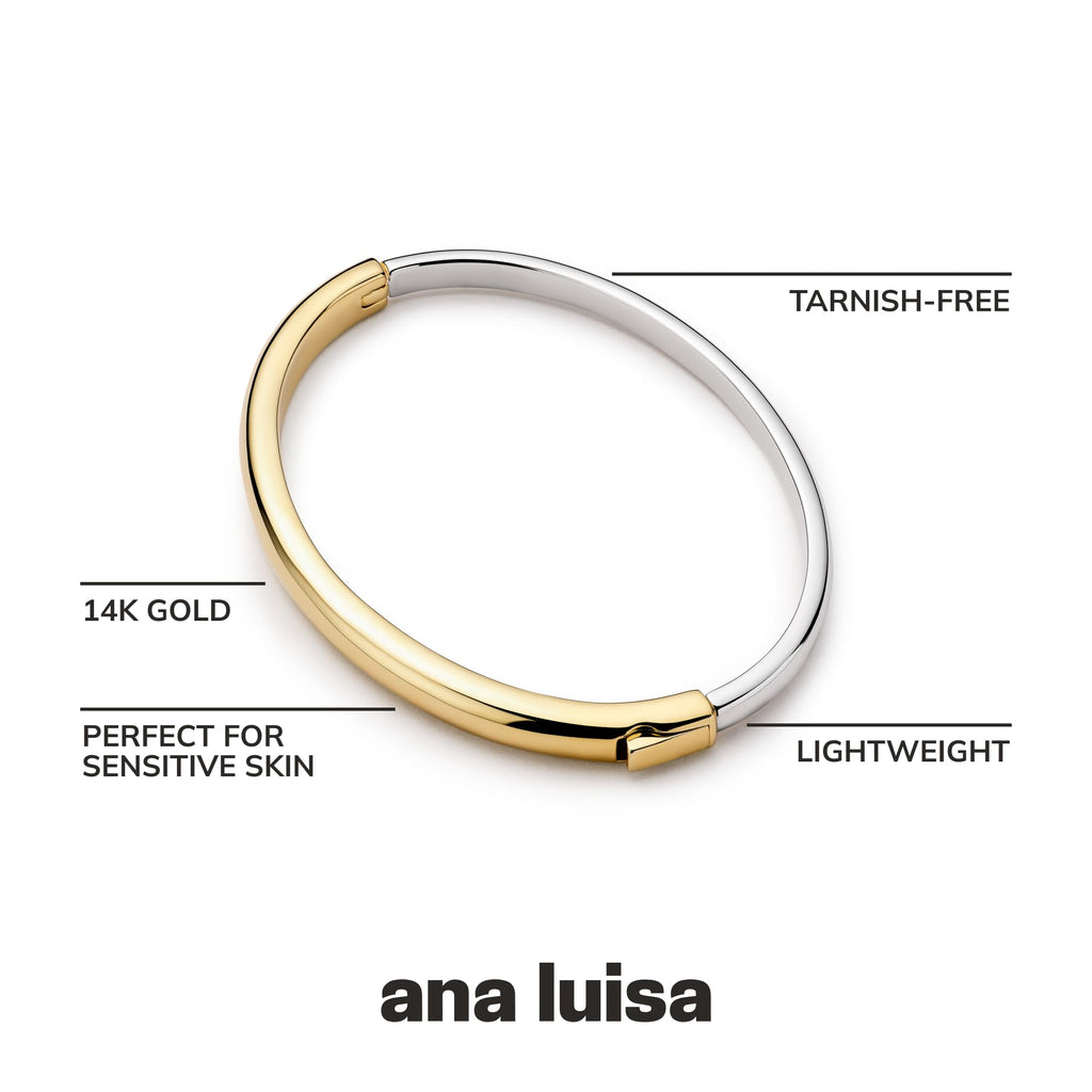 Ana Luisa Bracelets for Women - 14K Gold Plated & Silver Rhodium Bangle and Cuff Bracelets - Sleek Designs Perfect for Layering - Hypoallergenic, Water-Resistant, Tarnish-Free Bracelet for Daily Wear