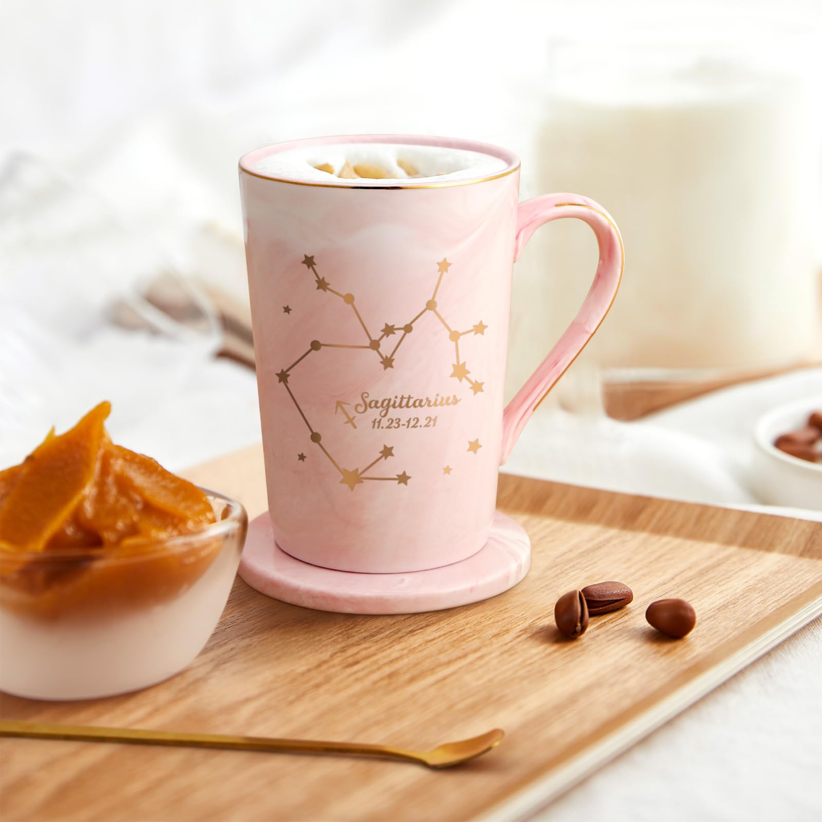 YHRJWN Pisces Gifts for Women, Pisces Constellation Mug, February March Birthdays Gifts for Women Horoscope Astrology Lovers, Pisces Zodiac Sign gifts for Women Girls, 14 Oz Pink with Gift Box