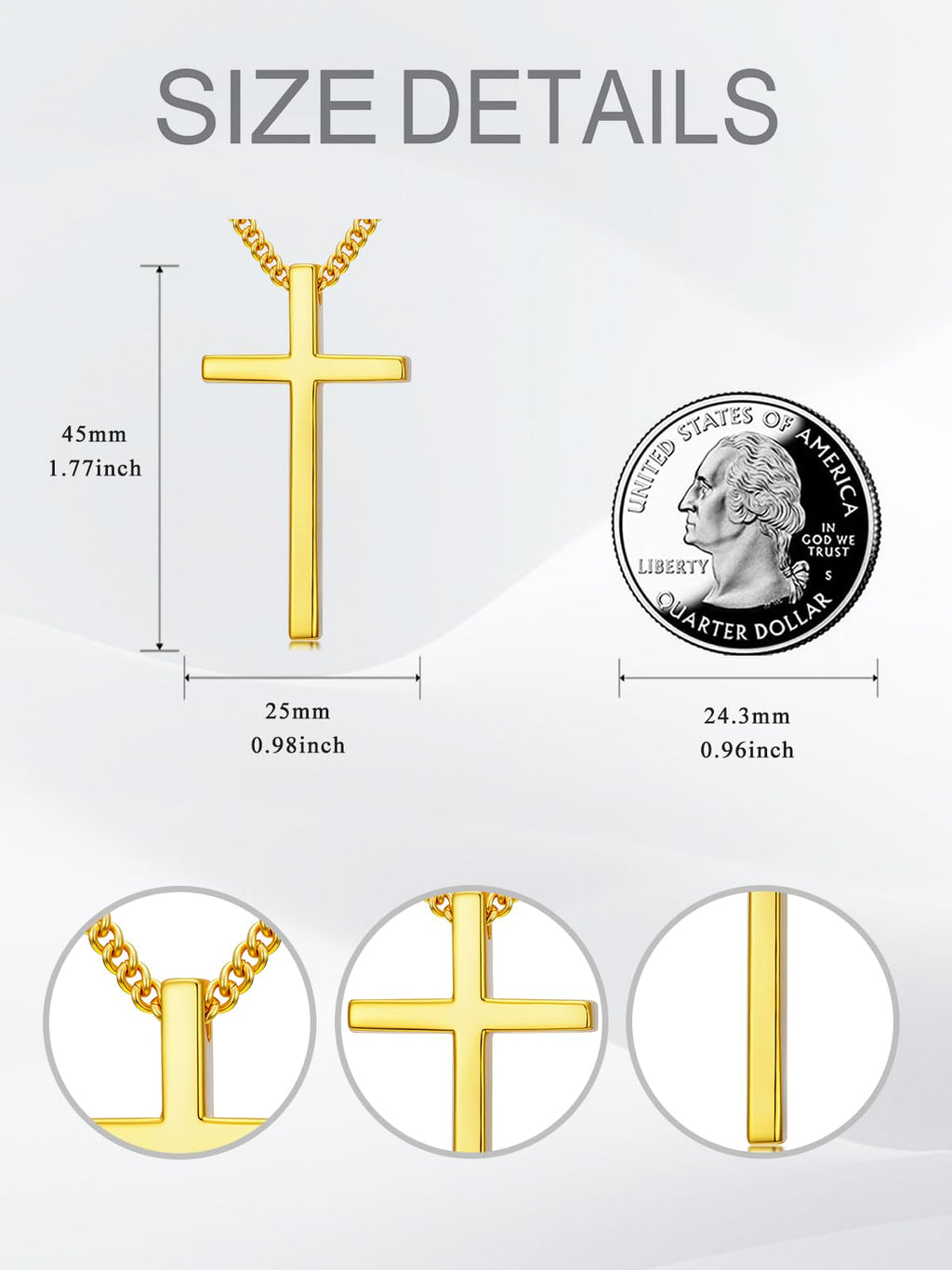 18K Gold Cross Necklace for Men Women Gold Cross Pendant with Bible Verse Minimalist Cross Christian Jewelry Religious Gifts