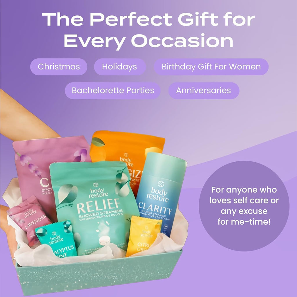 Body Restore Shower Steamers Aromatherapy 6 Pack – Mothers Day Gifts for Mom, Birthday Gifts for Women, Relaxation Stress Relief Self Care – Bloom