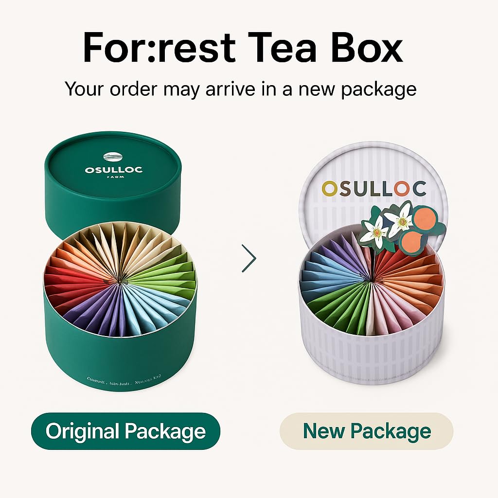 OSULLOC Premium Tea Collection (40 count, 10 flavors x 4 ea), Self Care Sampler Gift Box Variety Pack, Premium Organic Pure & Blended Tea from Jeju