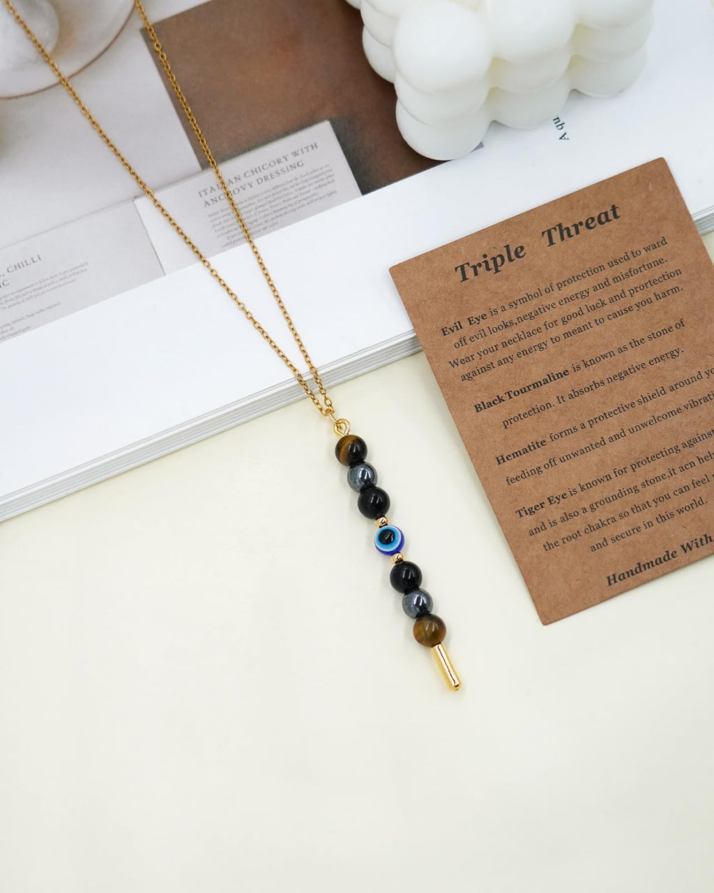 Ronglry Healing Crystals and Stones Necklace Spiritual Crystal Necklace for Women Men Anxiety Necklace Empath Protection New Beginnings Gifts Crystal Pendant Necklace Healing Crystals Jewelry