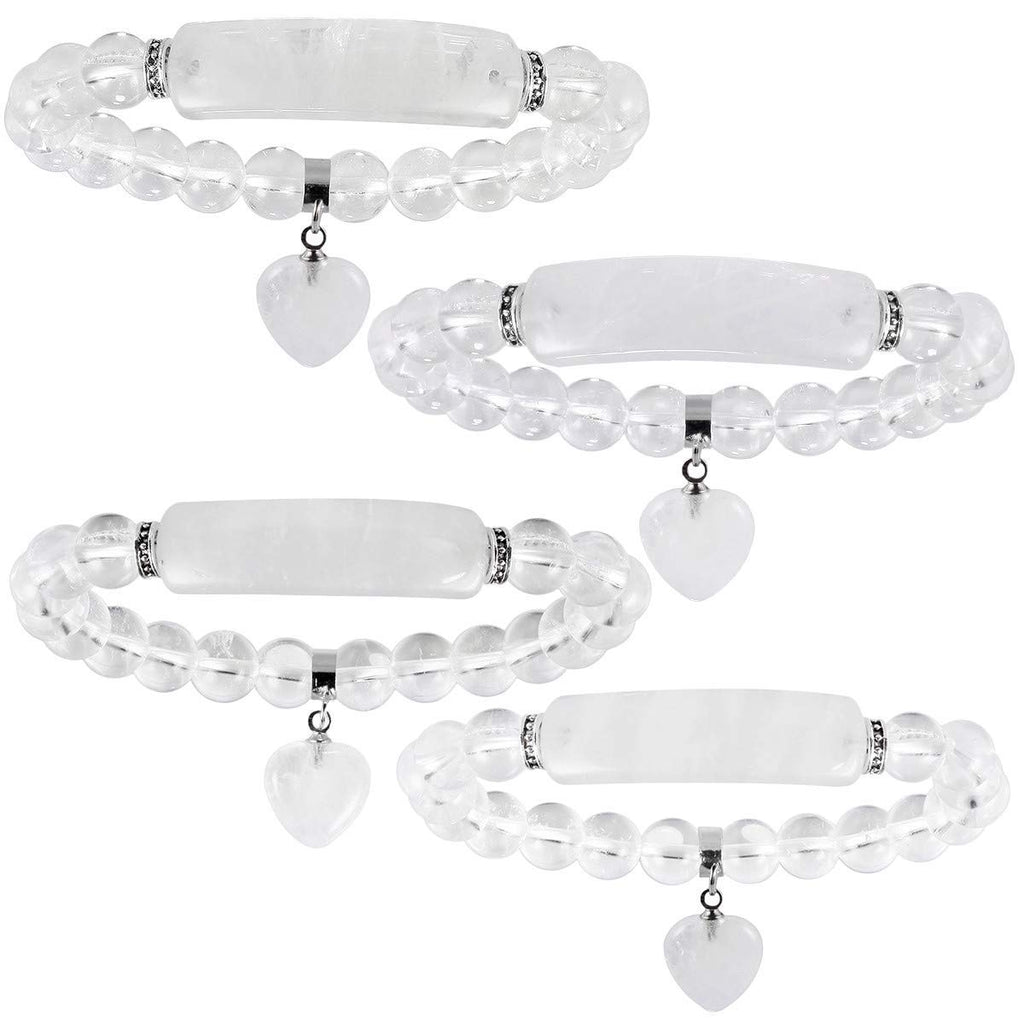 TUMBEELLUWA Healing Stone Bracelet 8mm Beads Chakra Crystal Energy Heart Charm Bracelet Handmade Jewelry for Women