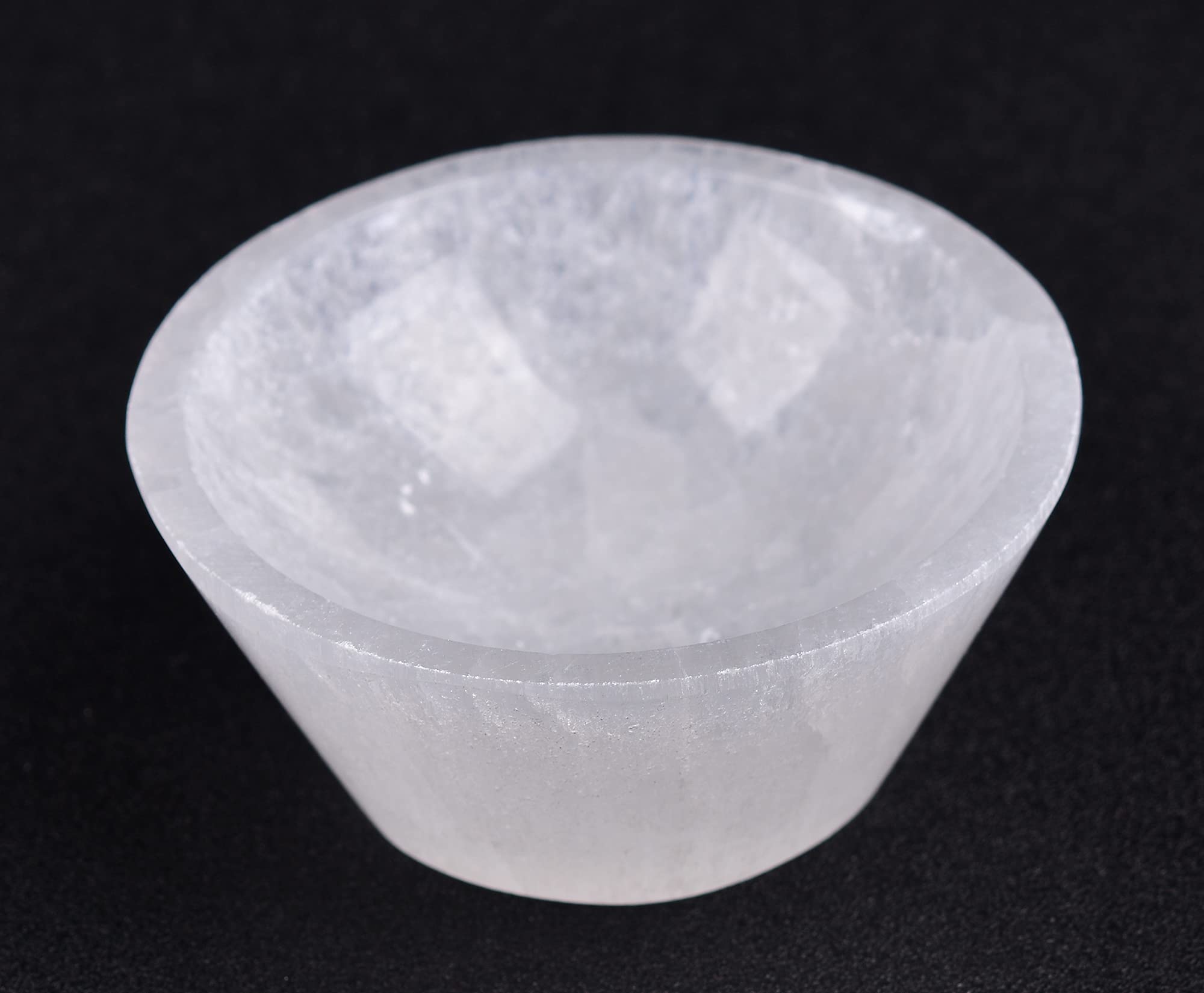 AMOYSTONE Natural Selenite Charging Bowl with Mandala Engraving 3.5-4'' Energy Cleansing Crystal Plate for Healing Meditation and Spiritual Home Decor