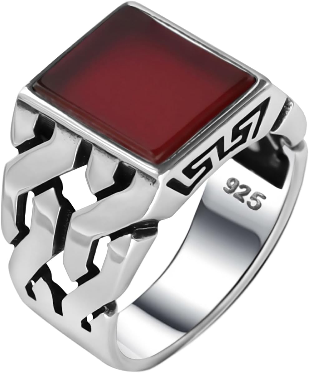 Genuine Solid 925 Sterling Silver, Cuban Link Braided Men's Ring