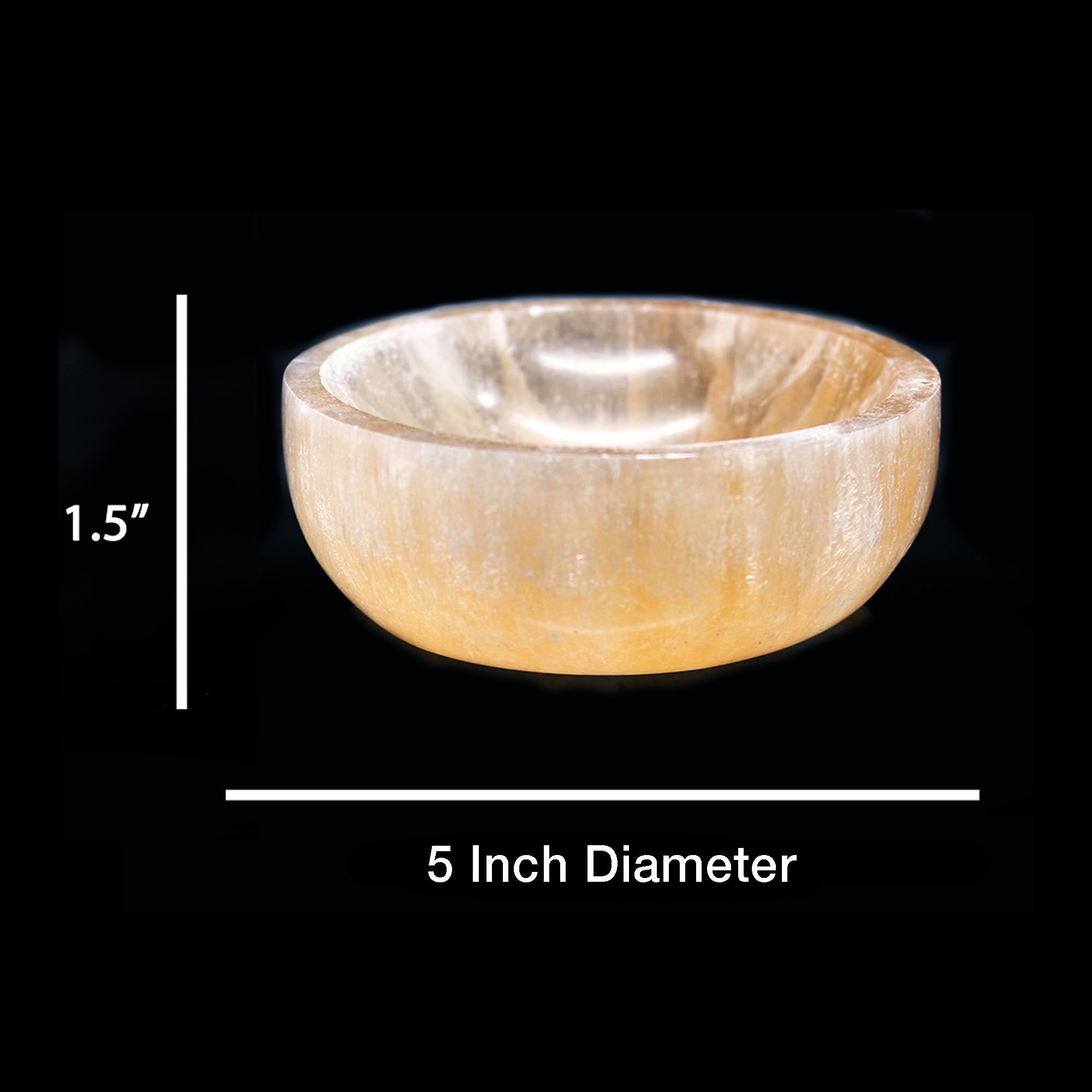 Soul Sticks Selenite Crystal Bowls for Smudging, Healing, Recharging Crystals | Pure Selenite Smudge Bowl & Crystal Charging Station Ethically Sourced in Morocco, Orange (4 Inch)
