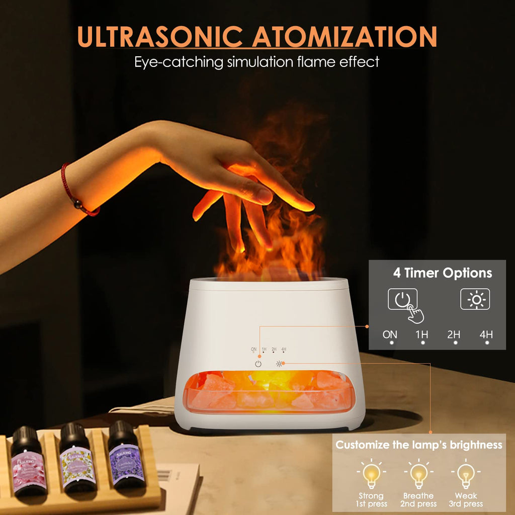 SALKING 2-in-1 Himalayan Salt Lamp & Ultrasonic Essential Oil Diffuser, Aromatherapy Diffuser Cool Mist Humidifier, Salt Therapy Lamp, 100% Pure Himalayan Salt, Ambient Glow, 150ml (Hot Pink)