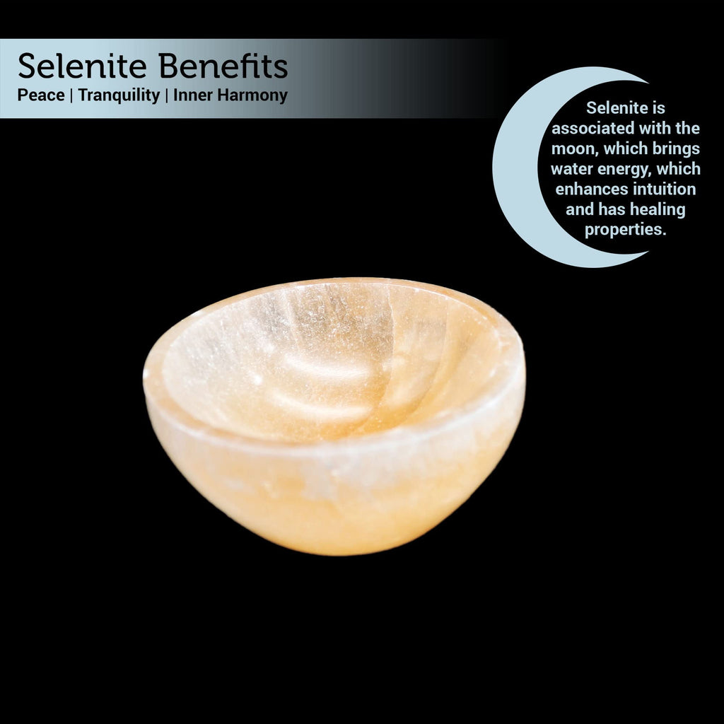 Soul Sticks Selenite Crystal Bowls for Smudging, Healing, Recharging Crystals | Pure Selenite Smudge Bowl & Crystal Charging Station Ethically Sourced in Morocco, Orange (4 Inch)