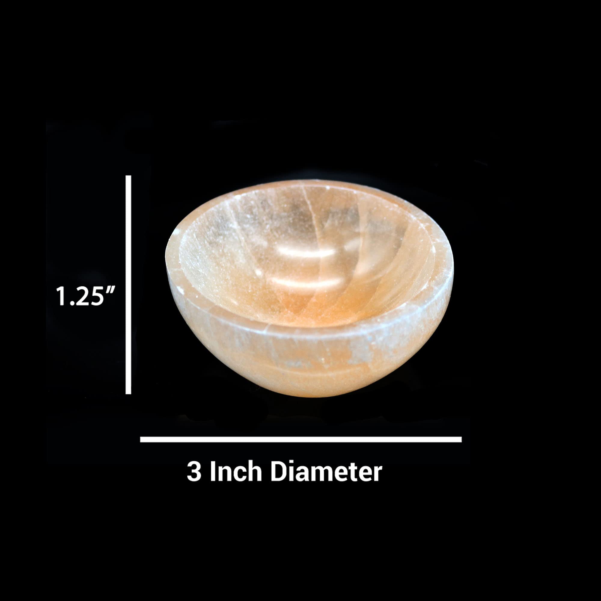 Soul Sticks Selenite Crystal Bowls for Smudging, Healing, Recharging Crystals | Pure Selenite Smudge Bowl & Crystal Charging Station Ethically Sourced in Morocco, Orange (4 Inch)