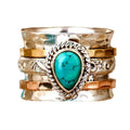 LadayPoa Western Turquoise Ring for Women. Retro 925 Silver Vintage Jewelry. Blue Oval Stone Statement Rings Boho Fashion-Inspired Ring for Classic