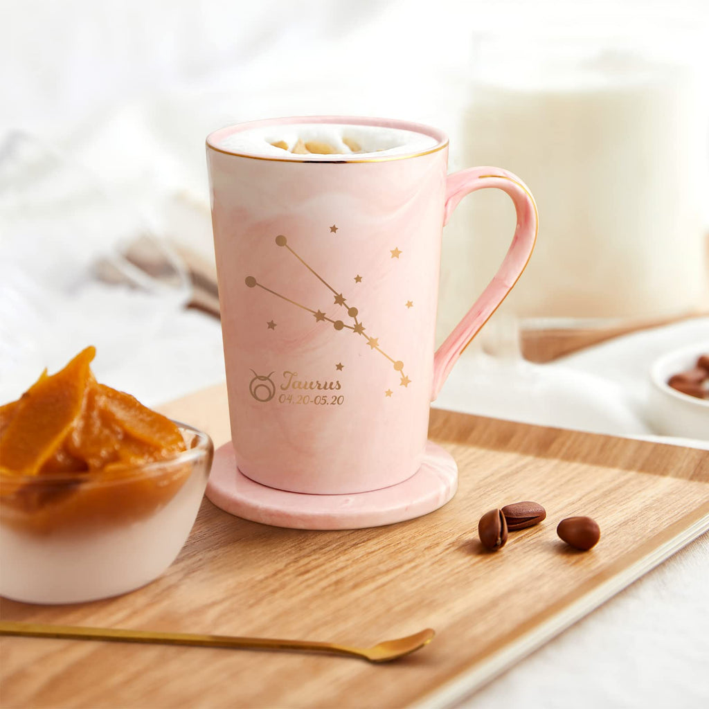 YHRJWN Pisces Gifts for Women, Pisces Constellation Mug, February March Birthdays Gifts for Women Horoscope Astrology Lovers, Pisces Zodiac Sign gifts for Women Girls, 14 Oz Pink with Gift Box