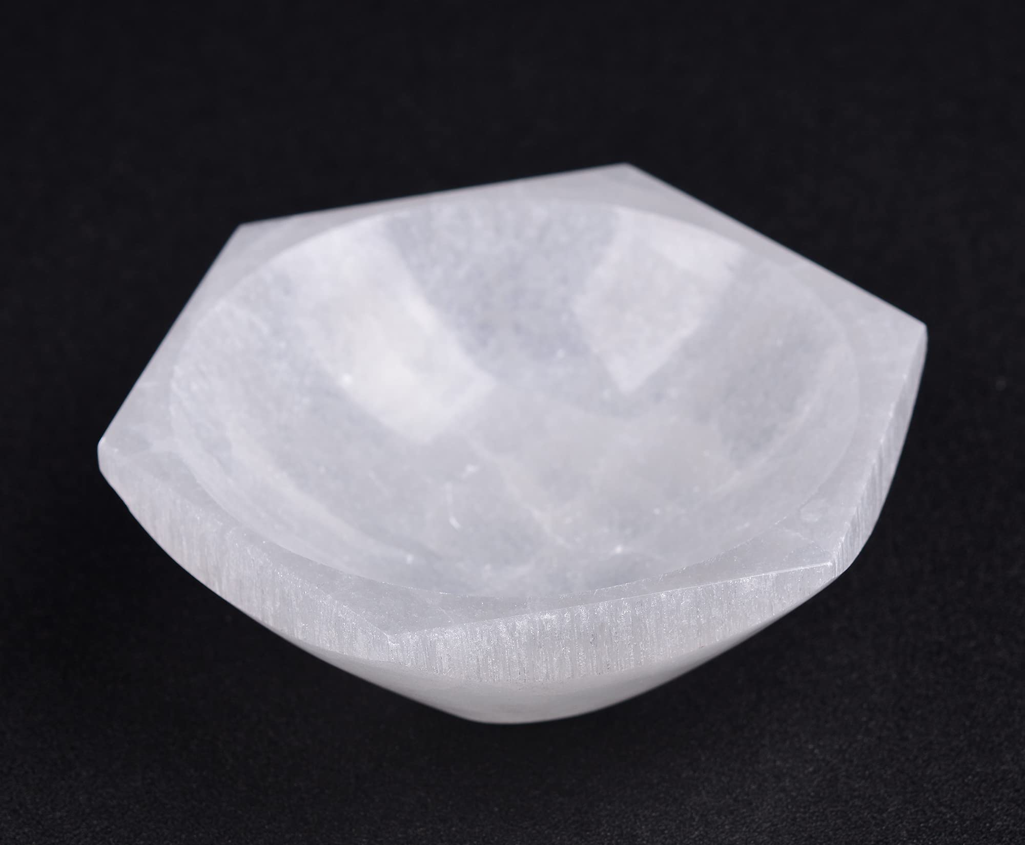 AMOYSTONE Natural Selenite Charging Bowl with Mandala Engraving 3.5-4'' Energy Cleansing Crystal Plate for Healing Meditation and Spiritual Home Decor