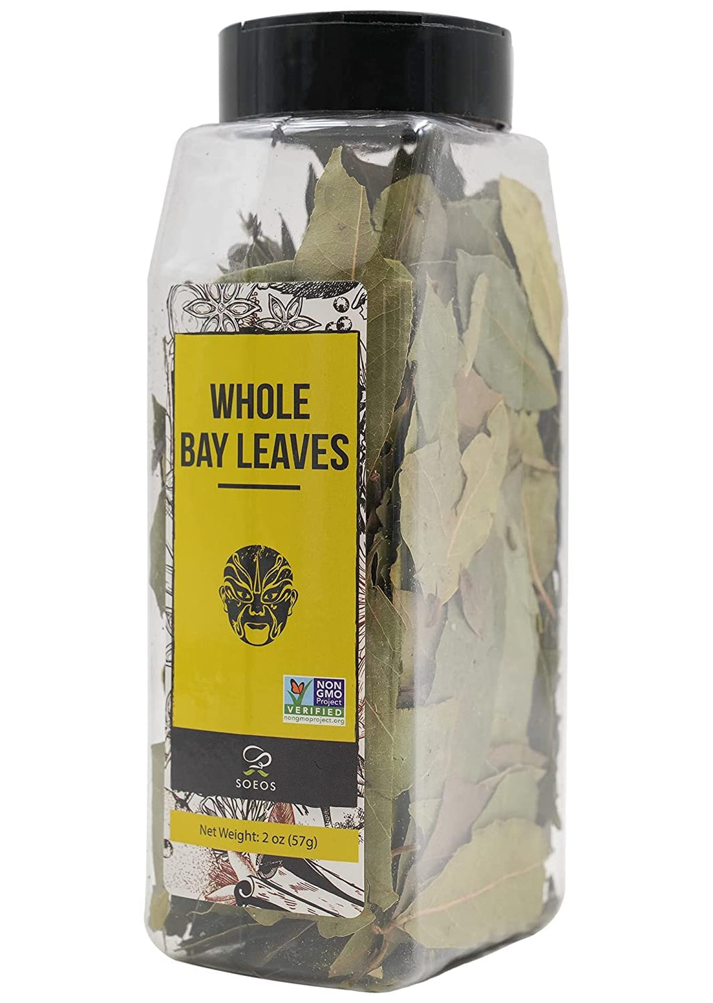 Soeos Bay Leaves Whole, 2 oz(57g), Non-GMO Verified, Dried Leaf, Freshly Packed to Keep Fresh, Laurel Herbs for Cooking, Dried Bay Leaves, Fresh, Green